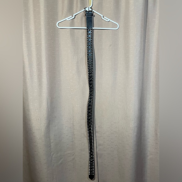 Men's 42-44” Black Vegan Leather Belt with Studded Design GUC - Picture 3 of 5